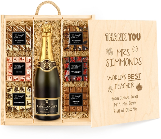 Gifts For Teachers Large Personalised Chocolate Tasting Experience With Champagne